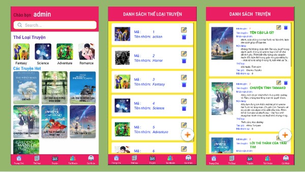 (ANDROID JAVA + SQLITE ) App đọc truyện tranh Anime có đầy đủ chức năng quản trị và người dùng.