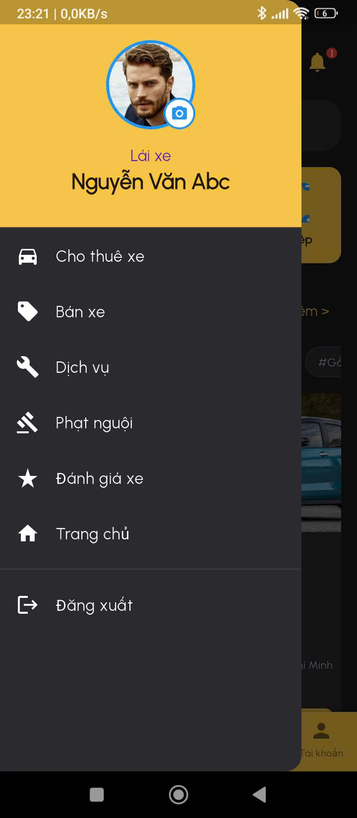 App mobile cho thuê xe và bán xe oto, xe máy,...
