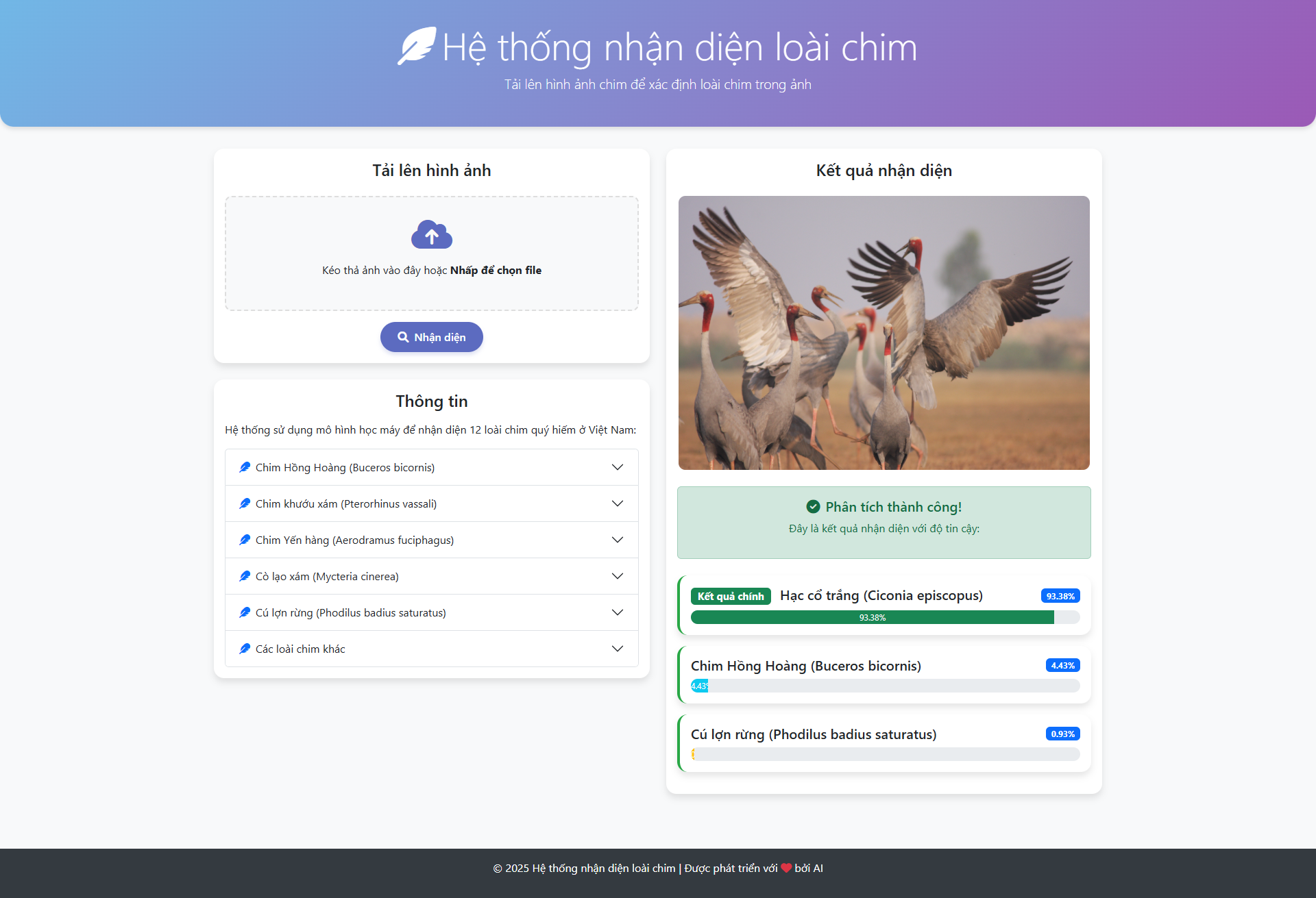 Đồ án Xây dựng mô hình AI nhận diện loài chim quý hiếm nhằm bảo tồn đa dạng sinh học + báo cáo chi tiết
