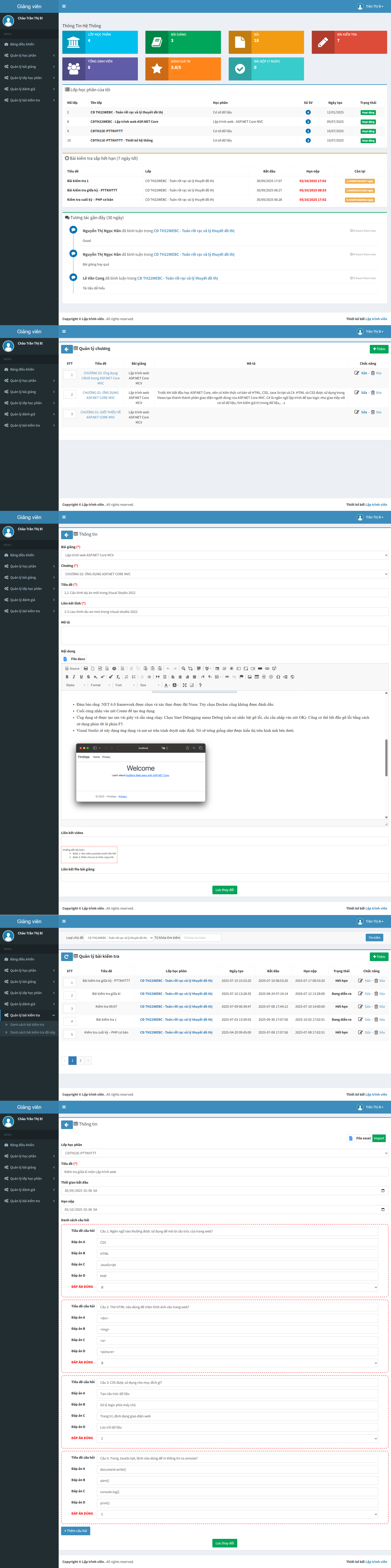 Website quản lý sinh viên giảng viên bài giảng trực tuyến | Quản lý học phần bộ môn bài giảng kiểm tra online