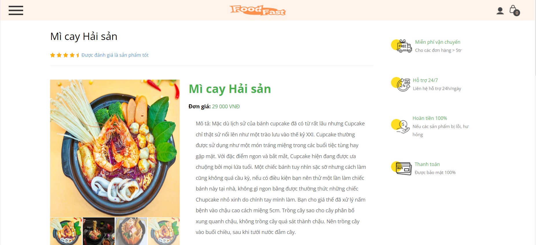 Đồ án website đặt đồ ăn nhanh Food Fast bằng PHP & MYSQL đầy đủ chức năng quản trị và người dùng