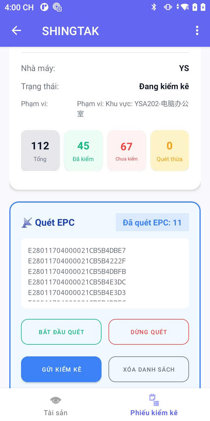 Code Hệ thống kiểm kê tài sản tự động sử dụng thẻ RFID UHF
