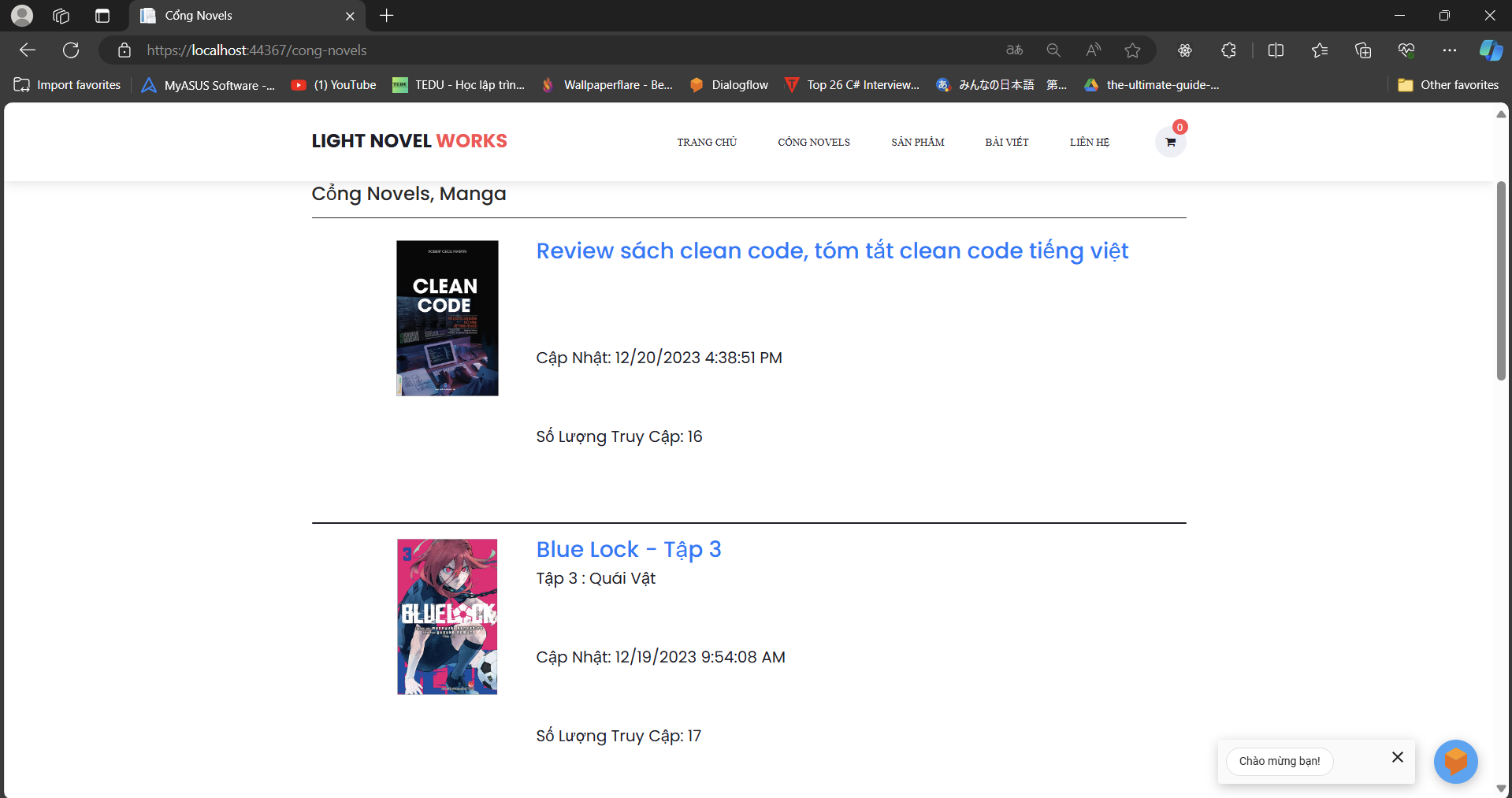 Full source code Website Bán Sách và Đọc Truyện Tranh (Light Novel Work)