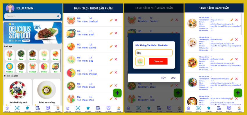 (ANDROID JAVA + SQLITE + BÁO CÁO WORD) app đặt đồ ăn droid có quản trị và người dùng, đánh giá sản phẩm sau khi mua, đặt hàng, tiến trình thực hiện đơn hàng, các chức năng. thêm, sửa, xóa