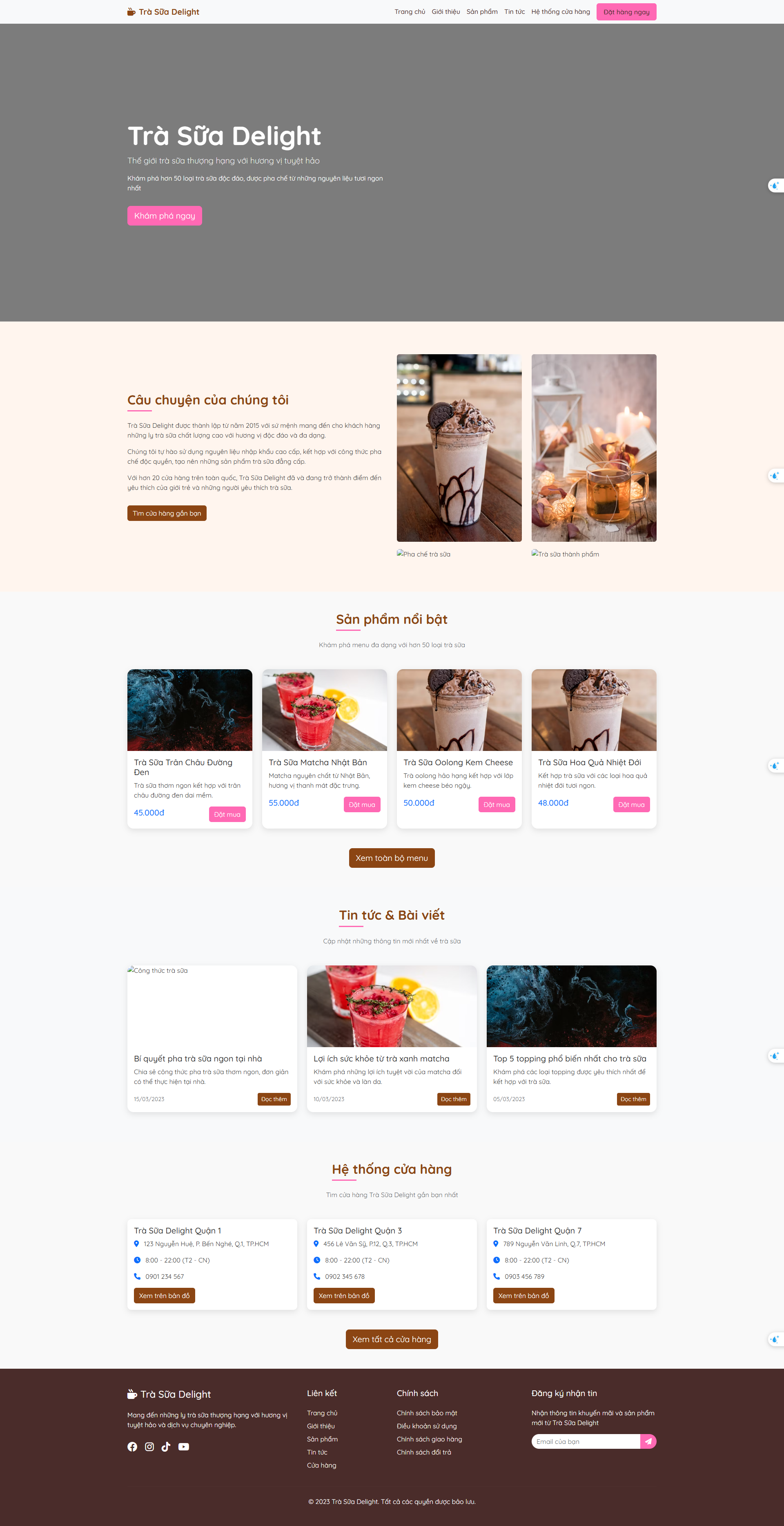 Chia sẻ bộ 4 theme website bán trà sữa giao diện đẹp