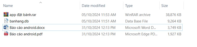(ANDROID JAVA + SQLITE + BÁO CÁO WORD) App bán hàng android đặt bánh có đầy đủ chức năng quản trị và đặt hàng