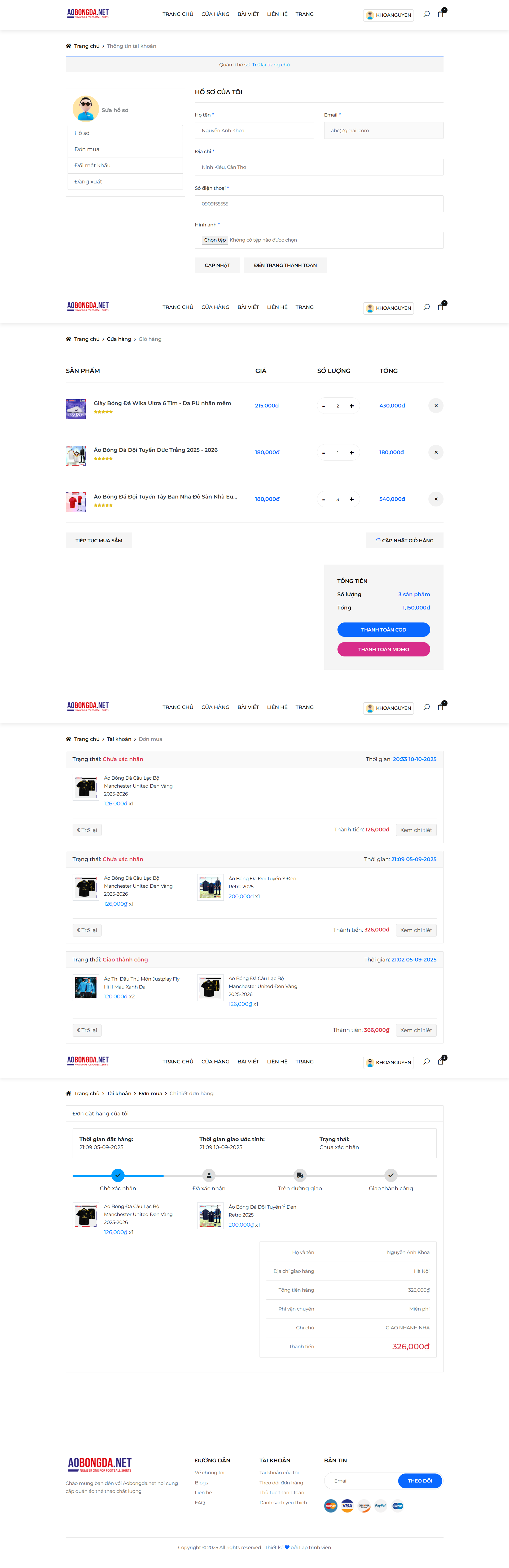 Source code website quần áo thể thao php mysql  thanh toán momo | Full báo cáo website quần áo