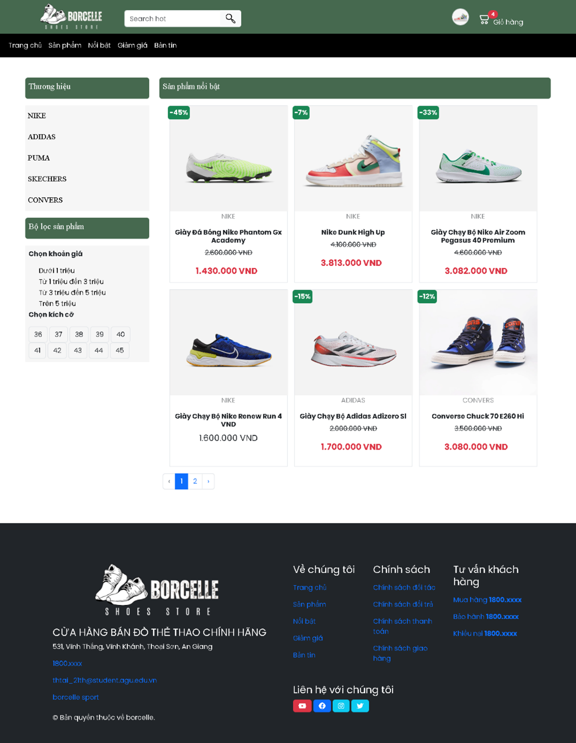 Full source web bán giày thể thao