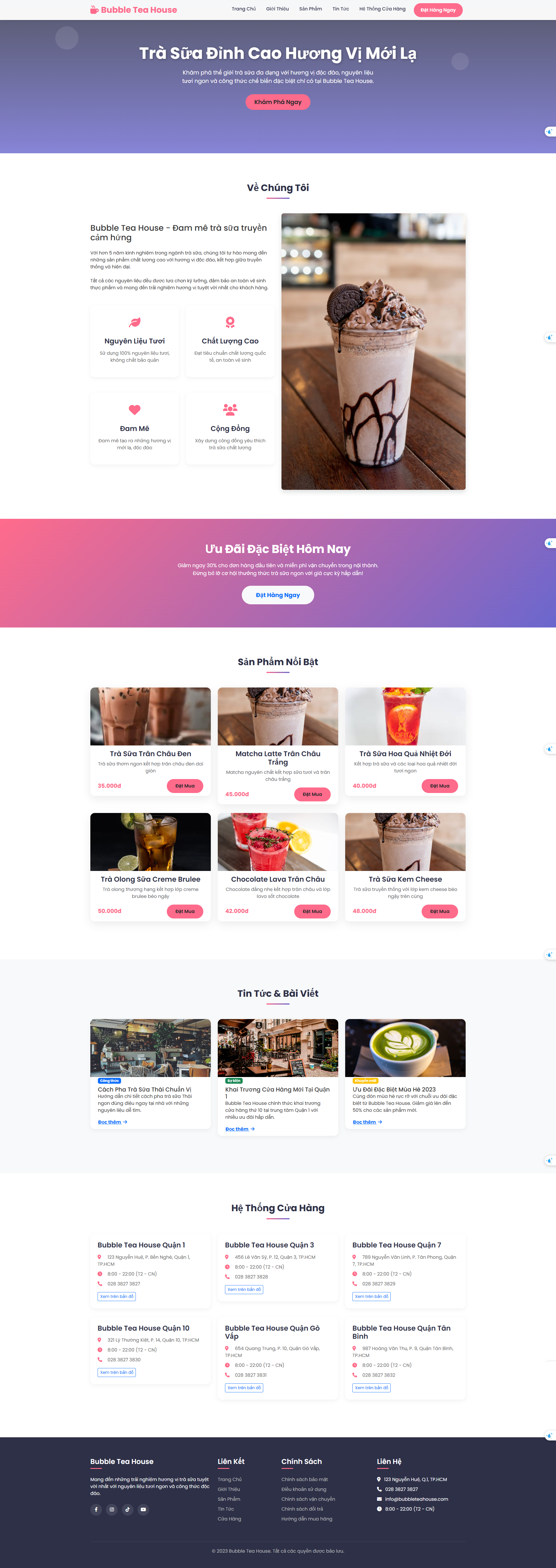 Chia sẻ bộ 4 theme website bán trà sữa giao diện đẹp
