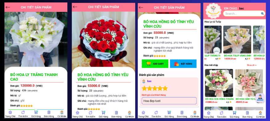 (ANDROID JAVA + SQLITE + BÁO CÁO WORD) App bán hoa tươi android java có quản trị và người dùng, đánh giá sản phẩm sau khi mua, đặt hàng, tiến trình thực hiện đơn hàng, các chức năng thêm, sửa, xóa