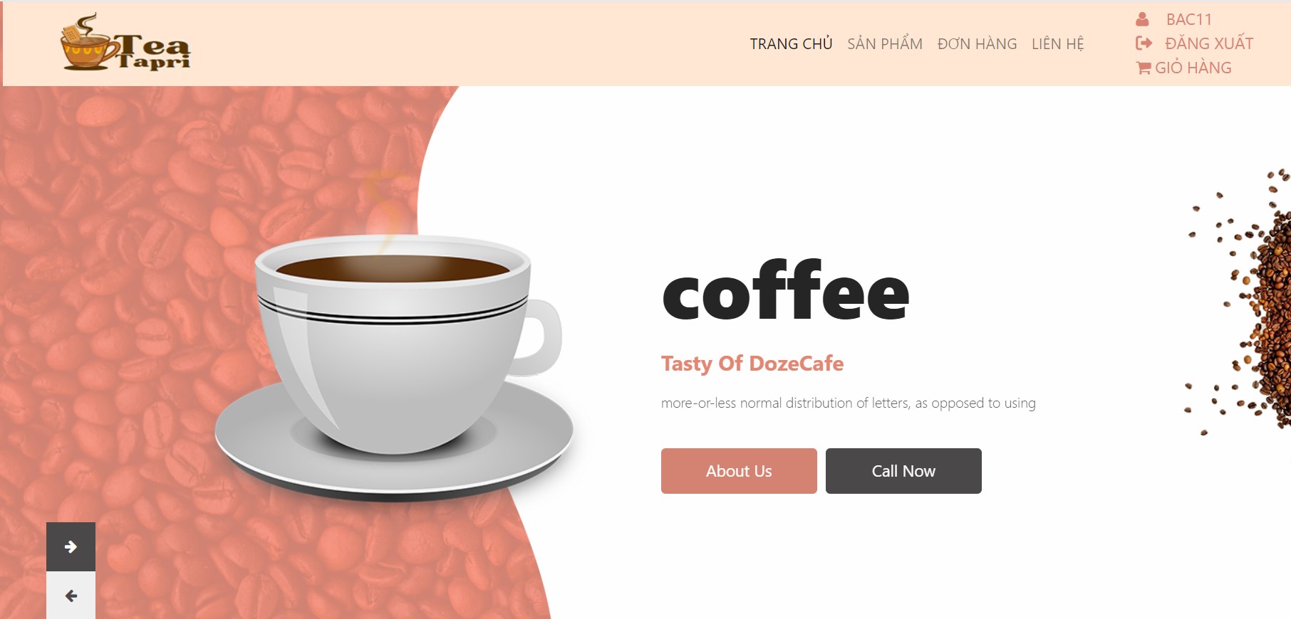 Đồ án + Báo Cáo website đặt cà phê bằng PHP & MYSQL đầy đủ chức năng quản trị và người dùng (kèm báo cáo WORD 60 trang đủ 7 loại UML)