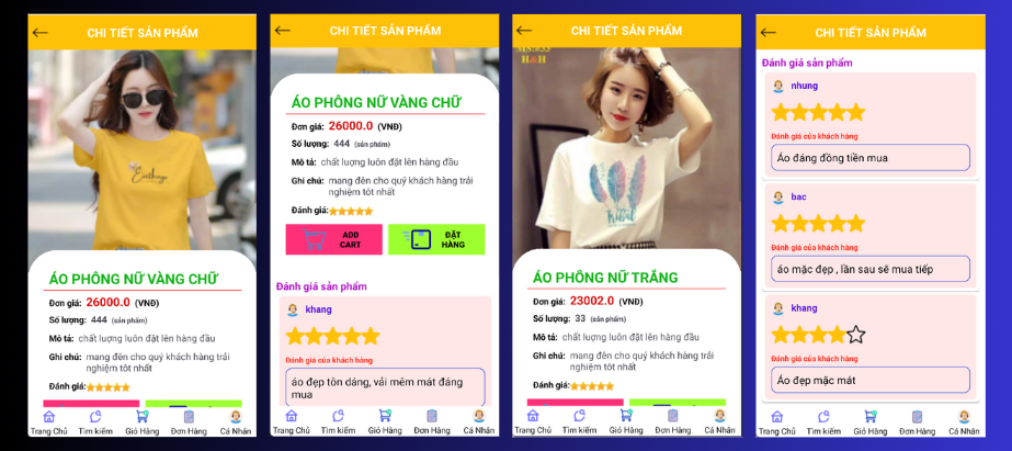 (ANDROID JAVA + SQLITE + BÁO CÁO WORD) App bán quần áo android java có quản trị và người dùng, đánh giá sản phẩm sau khi mua, đặt hàng, tiến trình thực hiện đơn hàng, các chức năng thêm, sửa, xóa