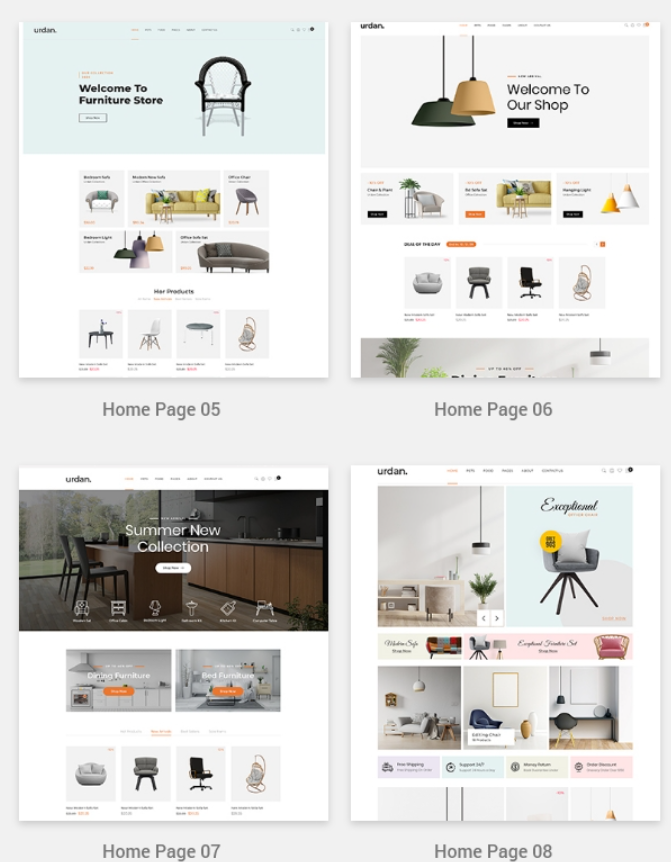 Html template website bán nội thất đồ gia dụng bán hàng bàn ghế nội thất Urdan