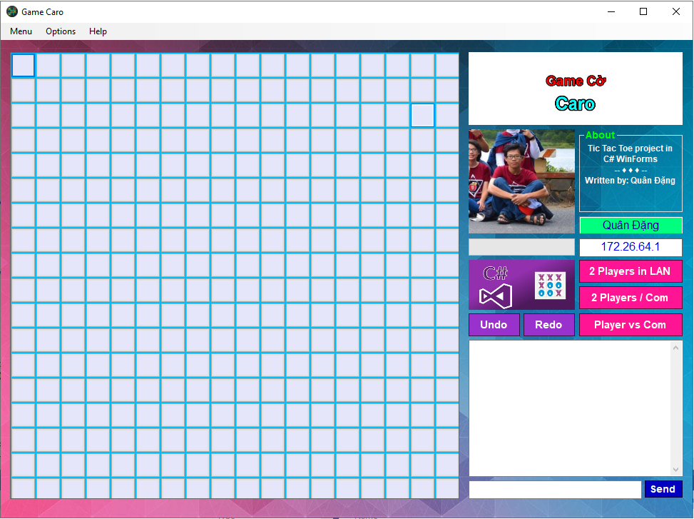 Source code game Tic Tac Toe bằng C# chơi (1vs1 qua mạng lan, 1 vs máy)