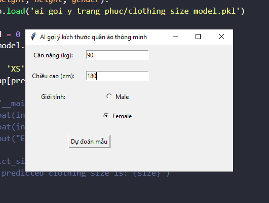 Source code AI Ứng dụng trí tuệ nhân tạo trong dự đoán kích thước quần áo phù hợp bằng python
