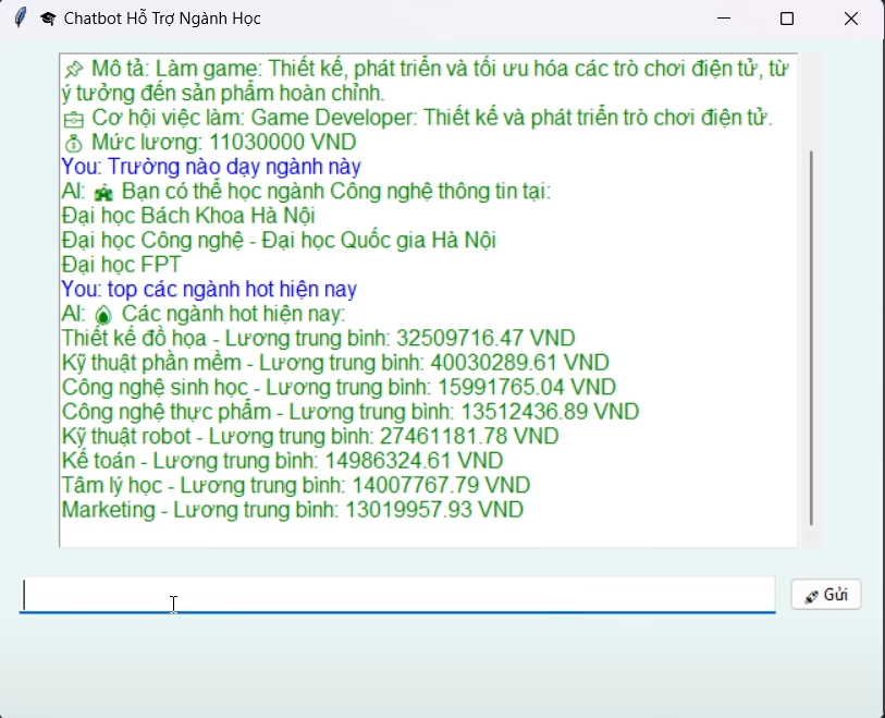 Source code Ứng dụng Trợ lý AI Chatbot tư vấn ngành học thông minh