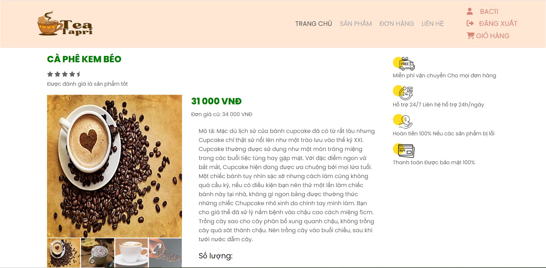 Đồ án + Báo Cáo website đặt cà phê bằng PHP & MYSQL đầy đủ chức năng quản trị và người dùng (kèm báo cáo WORD 60 trang đủ 7 loại UML)