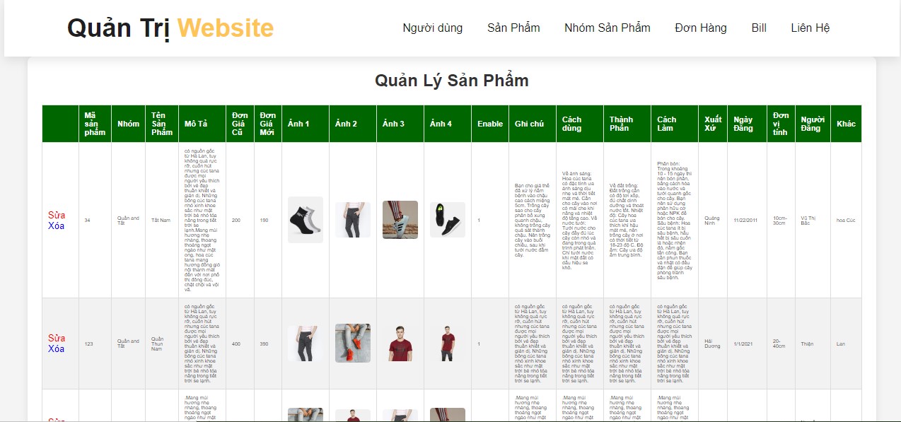 Đồ án website bán quần áo bằng PHP & MYSQL đầy đủ chức năng quản trị và người dùng