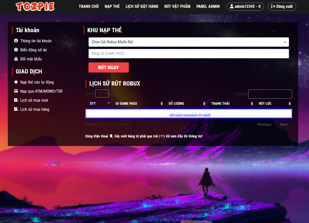 CODE SHOP BÁN ACC ROBLOX KHÔNG LỖI GIAO DIỆN ĐẸP