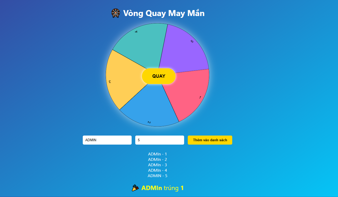 Source code Vòng Quay May Mắn