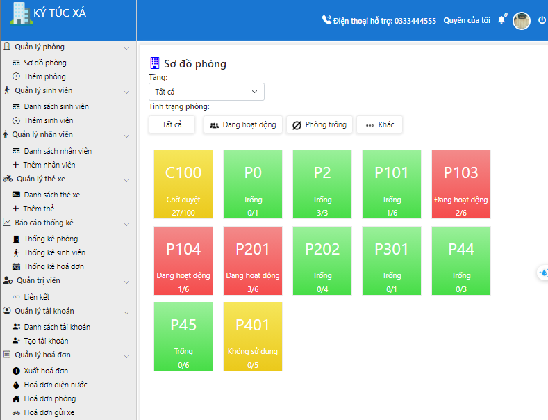 Chia sẻ Source code Website quản lý ký túc xá - Có phân quyền