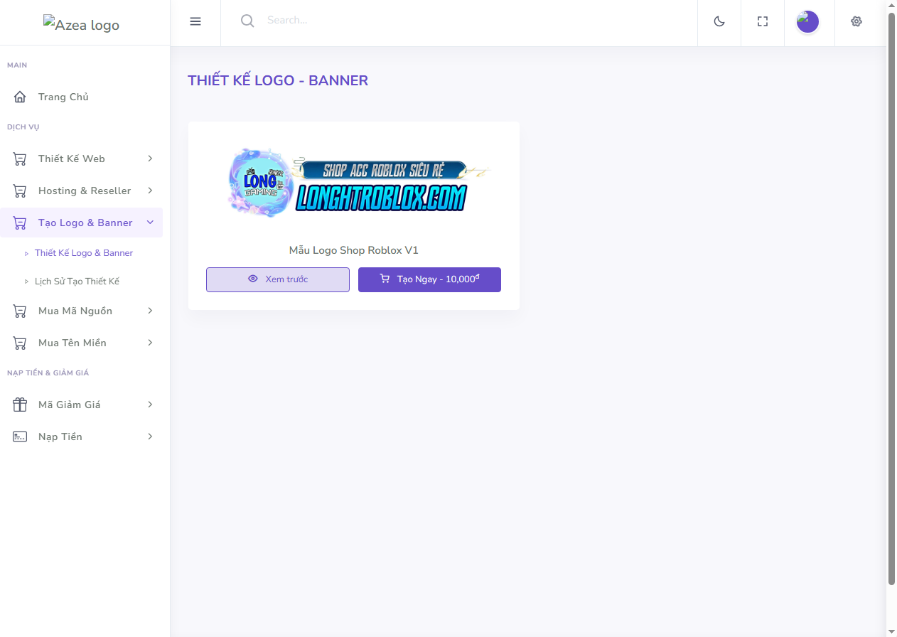 CODE TẠO SHOP GAME, BÁN MỌI LOẠI DỊCH VỤ