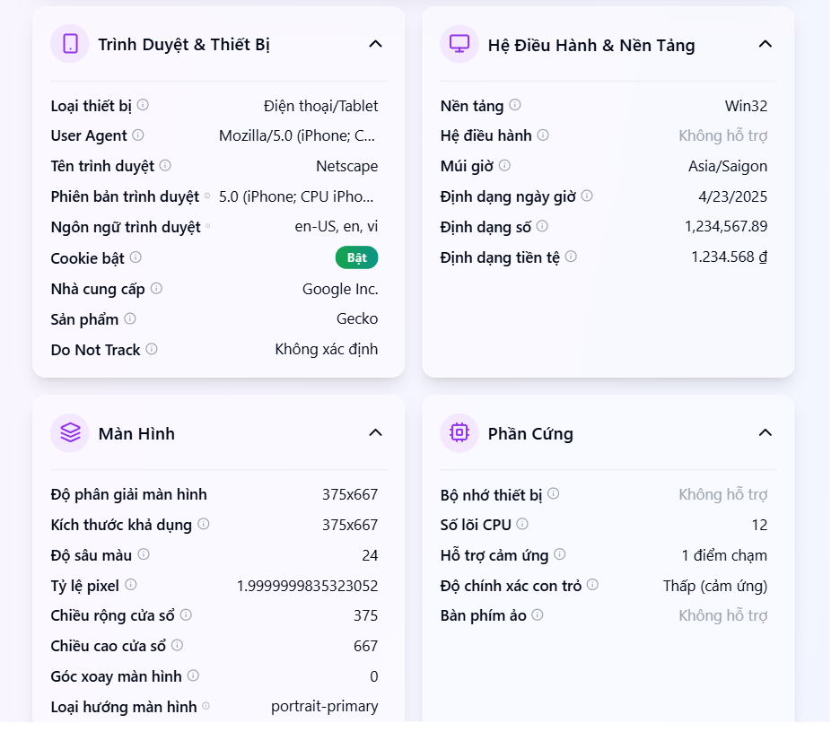 Website có khả năng phân tích để xác định người dùng đang truy cập bằng thiết bị di động hay không