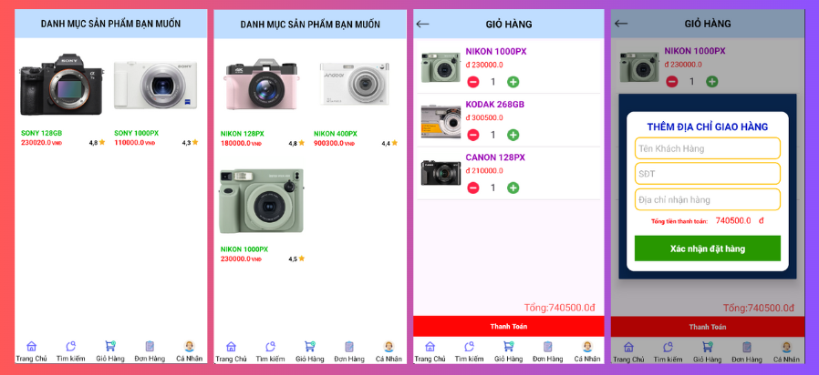 (ANDROID JAVA + SQLITE + BÁO CÁO WORD) App bán máy ảnh camera android có quản trị và người dùng, đánh giá sản phẩm sau khi mua, đặt hàng, tiến trình thực hiện đơn hàng, các chức năng thêm, sửa, xóa