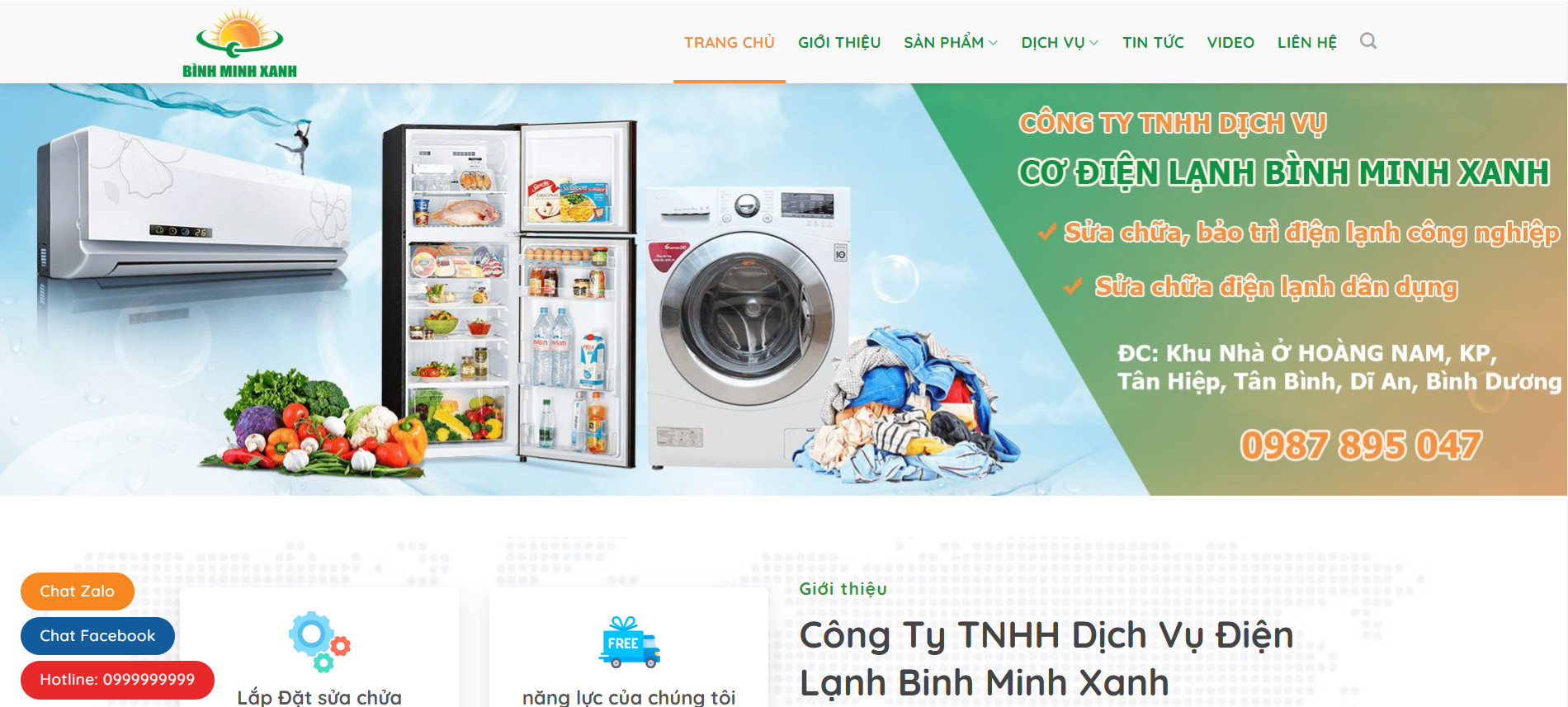 Fullcode Theme wordpress dịch vụ sửa điện lạnh cực đẹp giá rẻ