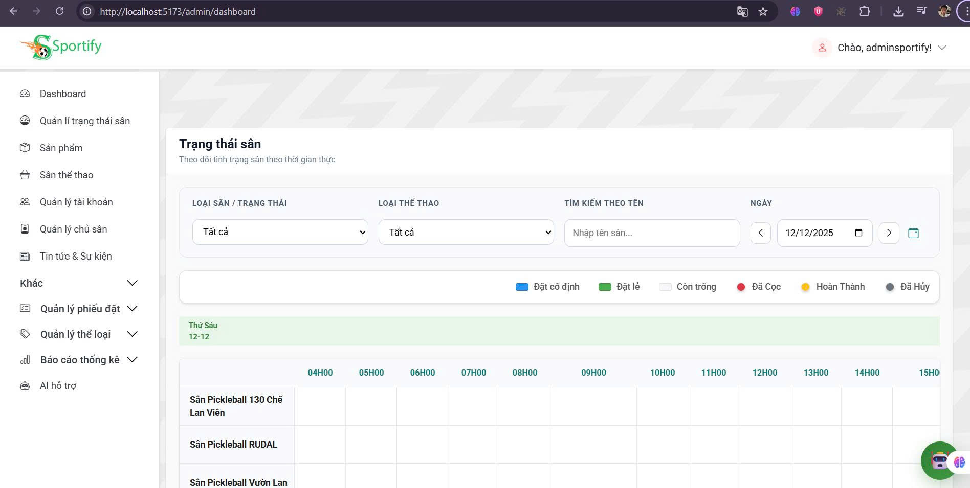Source Code Website Đặt Sân Thể Thao ReactJS Spring Boot + Full Báo Cáo KLTN