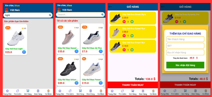 (ANDROID JAVA + SQLITE + BÁO CÁO WORD) App bán giày thể thao android có quản trị và người dùng, đánh giá sản phẩm sau khi mua, đặt hàng, tiến trình thực hiện đơn hàng, các chức năng. thêm, sửa, xóa