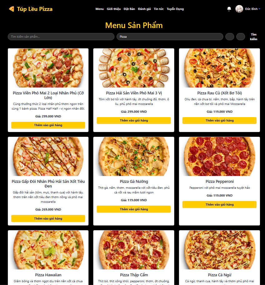 Source code Website bán pizza full PHP & SQL ( Báo cáo + ppt )