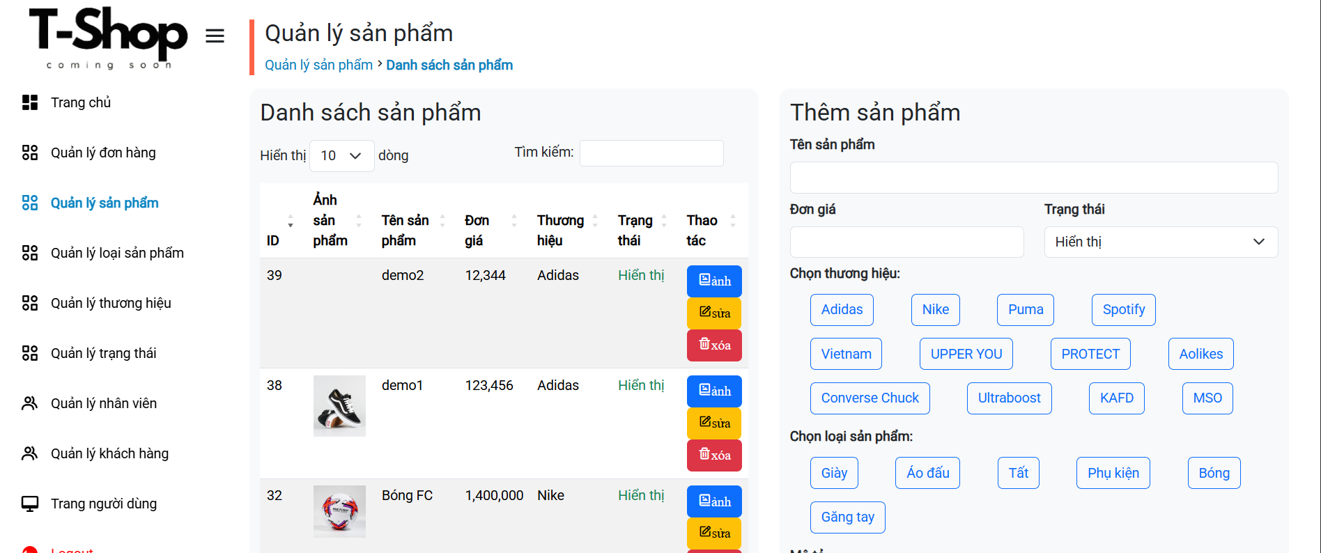 Website Quản lý cửa hàng Shop đồ thể thao bóng đá – PHP thuần +SQL