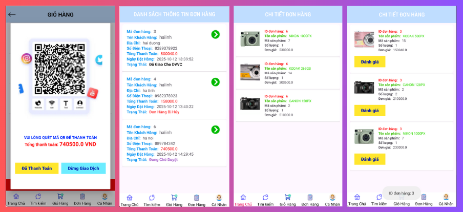 (ANDROID JAVA + SQLITE + BÁO CÁO WORD) App bán máy ảnh camera android có quản trị và người dùng, đánh giá sản phẩm sau khi mua, đặt hàng, tiến trình thực hiện đơn hàng, các chức năng thêm, sửa, xóa