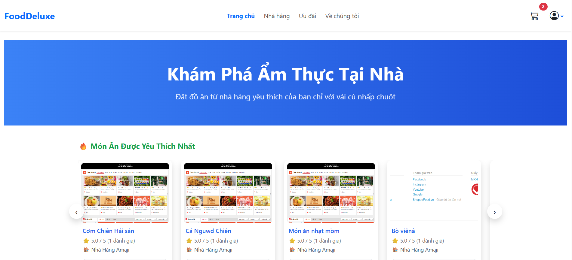 Full source code website đặt đồ ăn online
