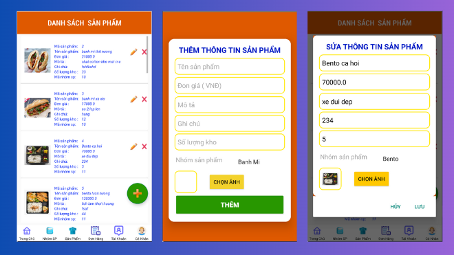 (ANDROID JAVA + SQLITE + BÁO CÁO WORD) App bán hàng android đặt đồ ăn có đầy đủ chức năng quản trị và đặt hàng, xem giỏ hàng thanh toán