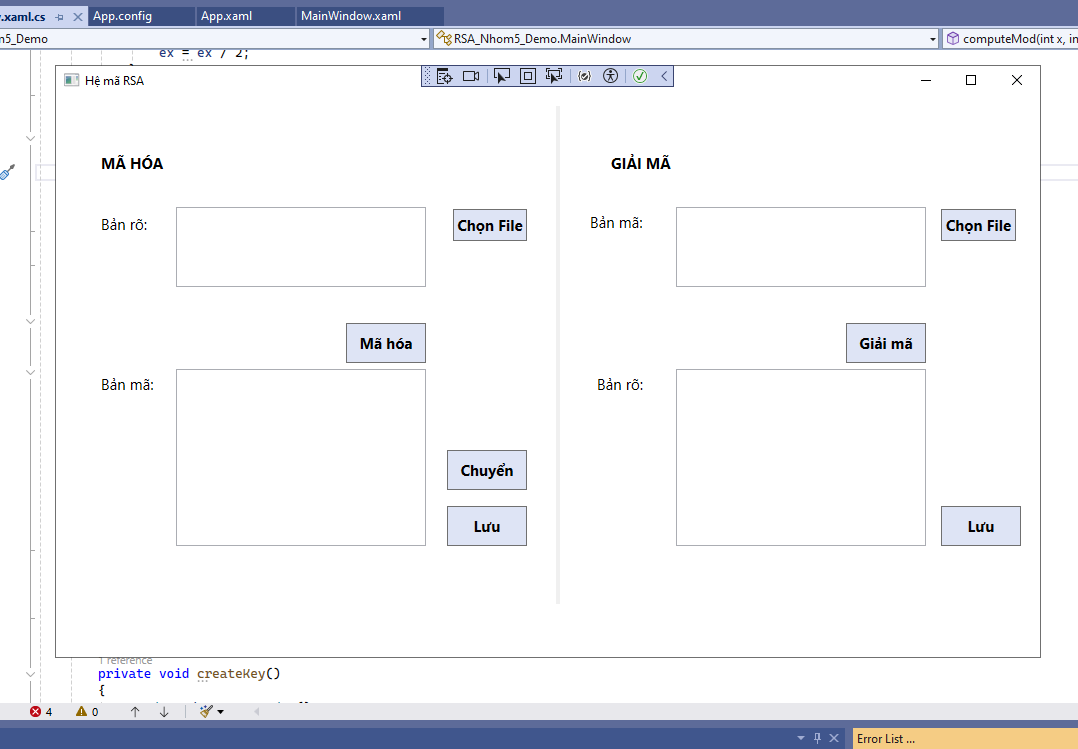 BTL chương trình mã hóa và giải mã RSA bằng C# WPF