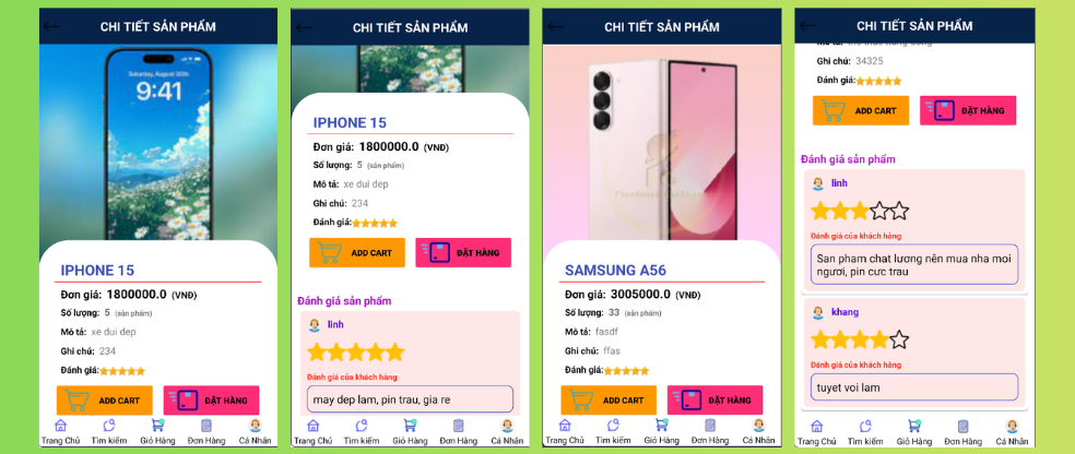 (ANDROID JAVA + SQLITE + BÁO CÁO WORD) App bán điện thoại android java có quản trị và người dùng, đánh giá sản phẩm sau khi mua, đặt hàng, tiến trình thực hiện đơn hàng, các chức năng thêm, sửa, xóa