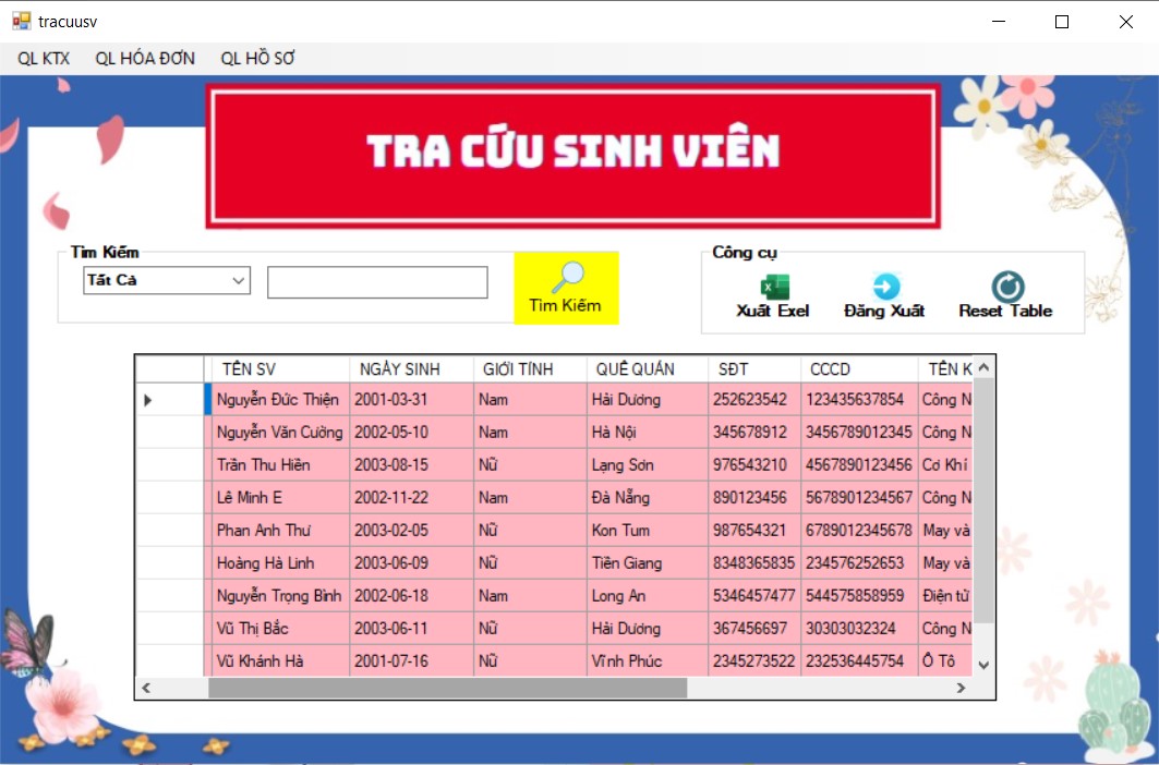 ĐỒ ÁN + BÁO CÁO Phần Mềm Quản Lí Kí Túc Xá Trường Học Bằng WINFROM C# SQLSERVER đầy đủ các chức năng quản trị + báo cáo