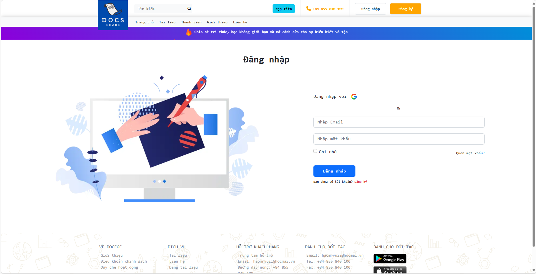 Source code Website chia sẻ tài liệu trực tuyến