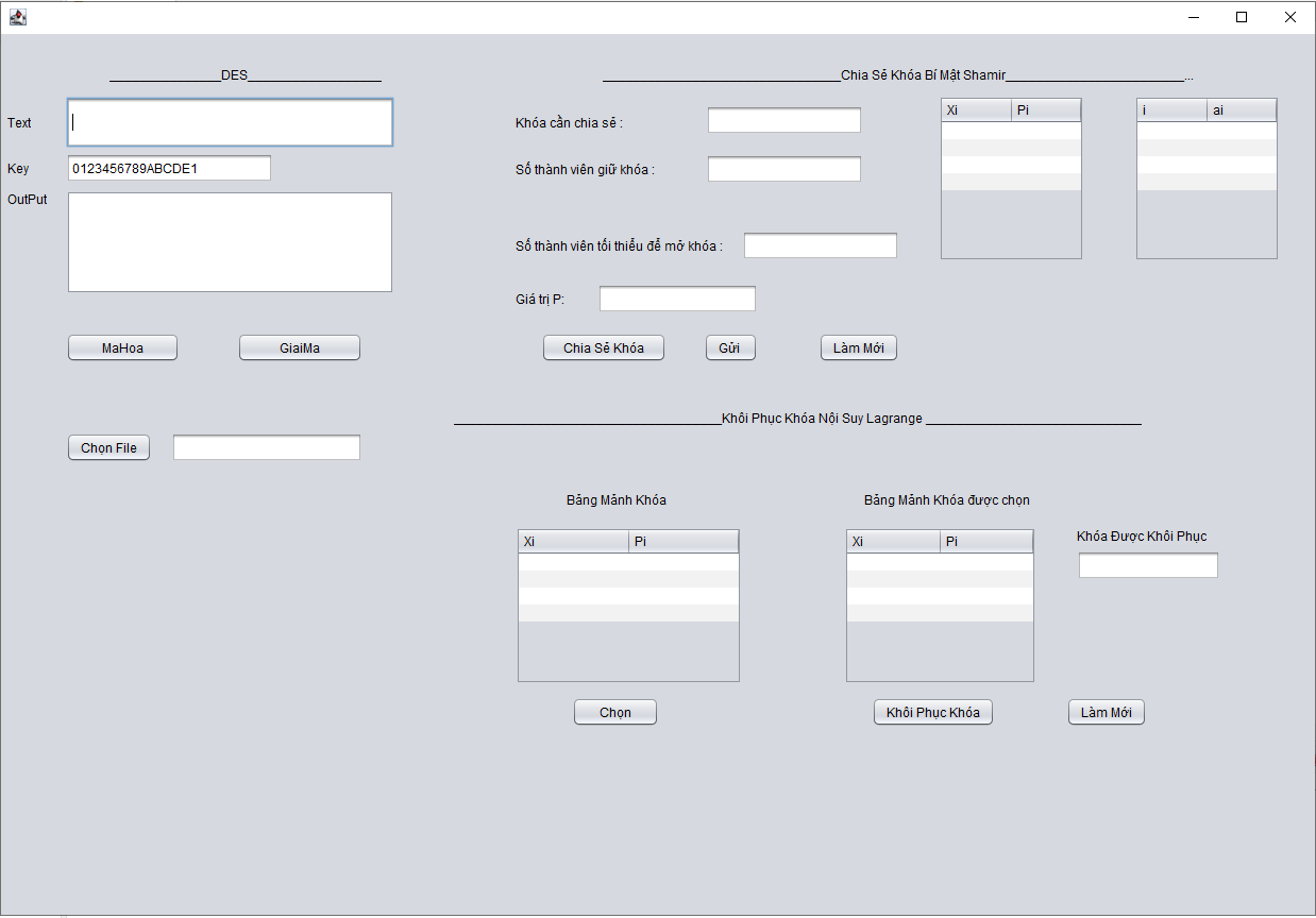 Source code demo chương trình chia sẻ khóa bí mật Shamir bằng java