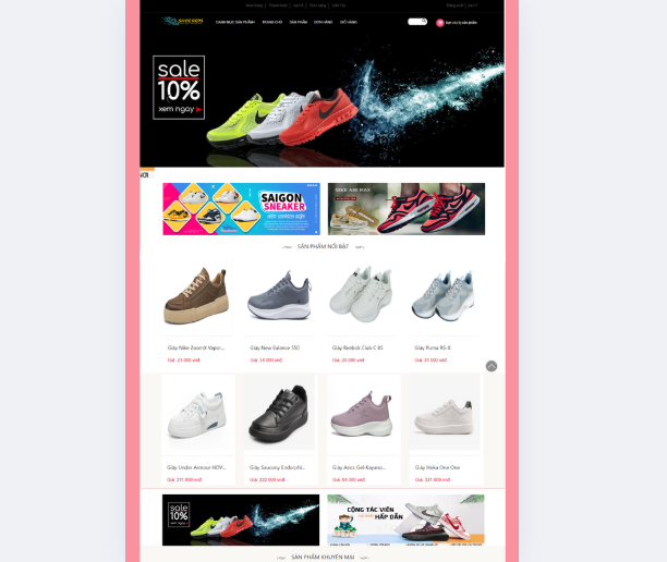 Đồ án + Báo Cáo website shop bán giày thể thao bằng PHP & MYSQL đầy đủ chức năng quản trị và người dùng (kèm báo cáo WORD 60 trang đủ 7 loại UML)