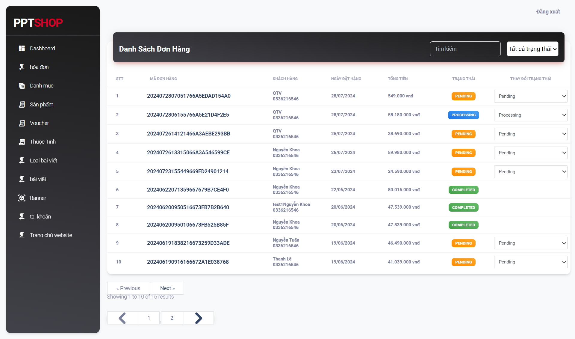 Đồ án website thương mại điện tử bán điện thoại PHP MySQL thanh toán Momo Vnpay