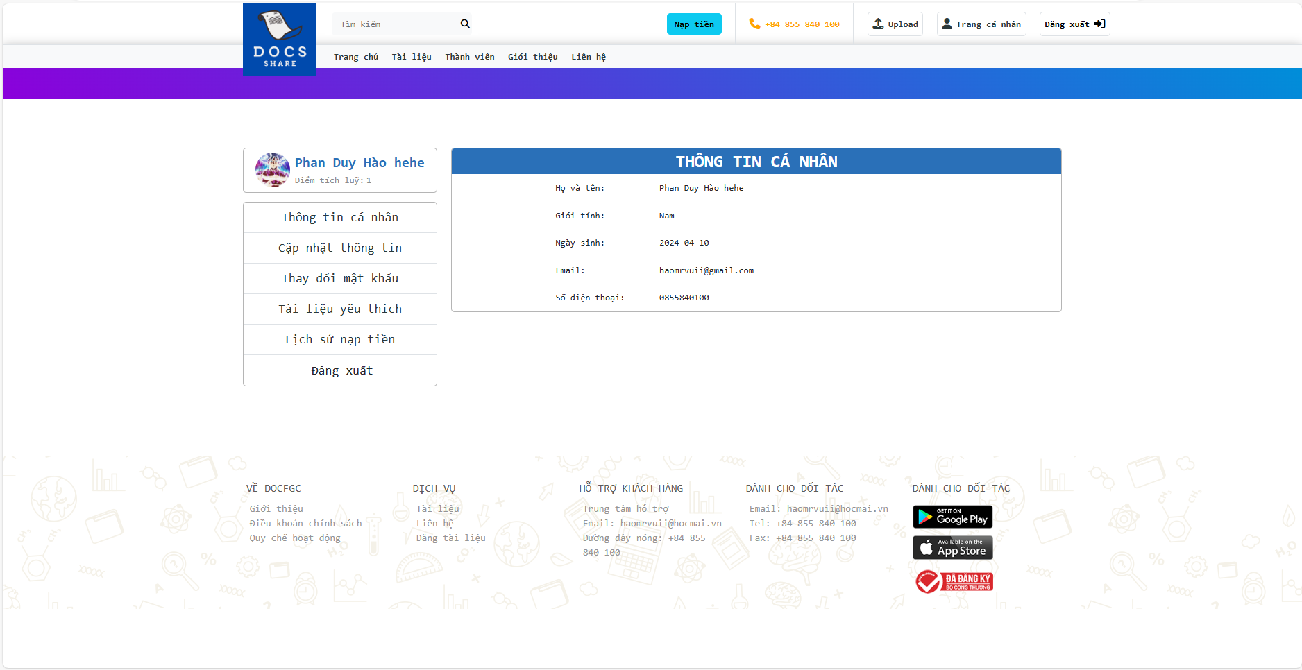 Source code Website chia sẻ tài liệu trực tuyến