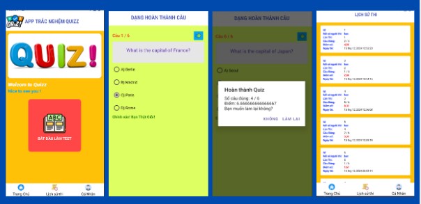 (ANDROID JAVA + SQLITE ) App thi trắc nghiệm Quizz Android có đầy đủ chức năng tính điểm số check đáp án đúng