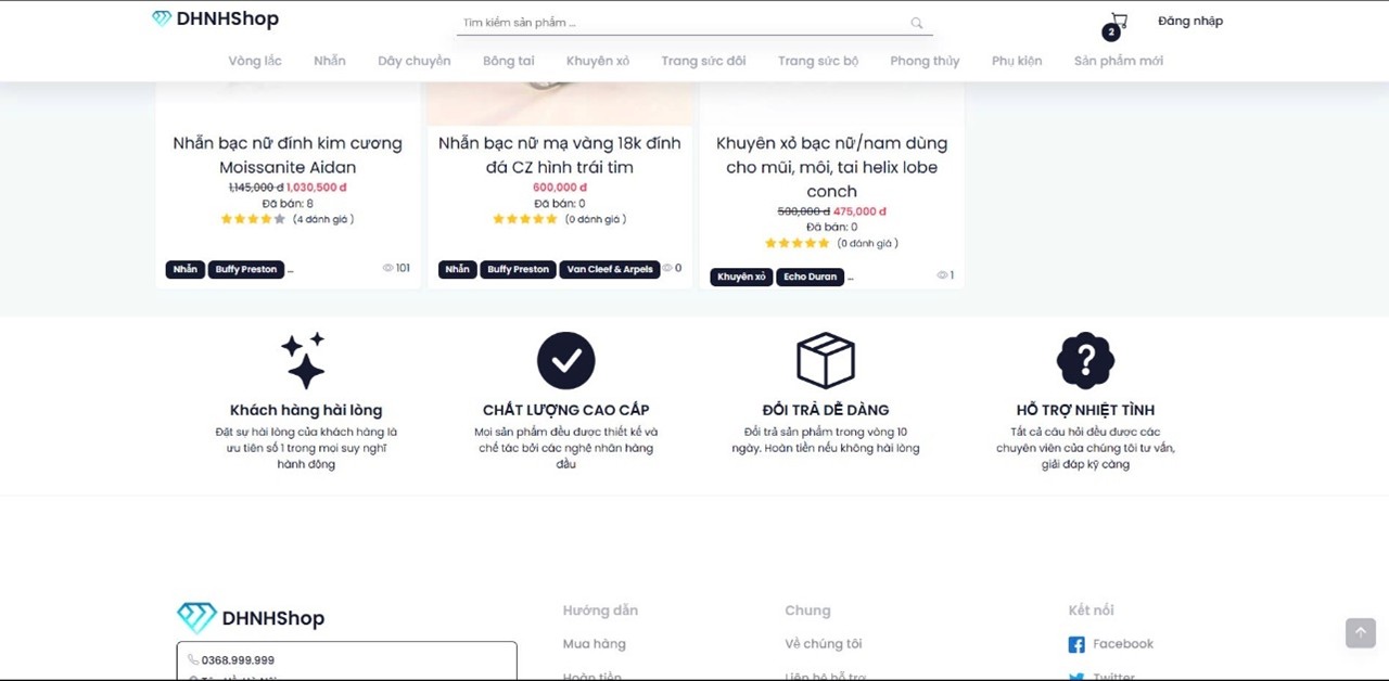 Full source code website trang sức php + mysql + báo cáo