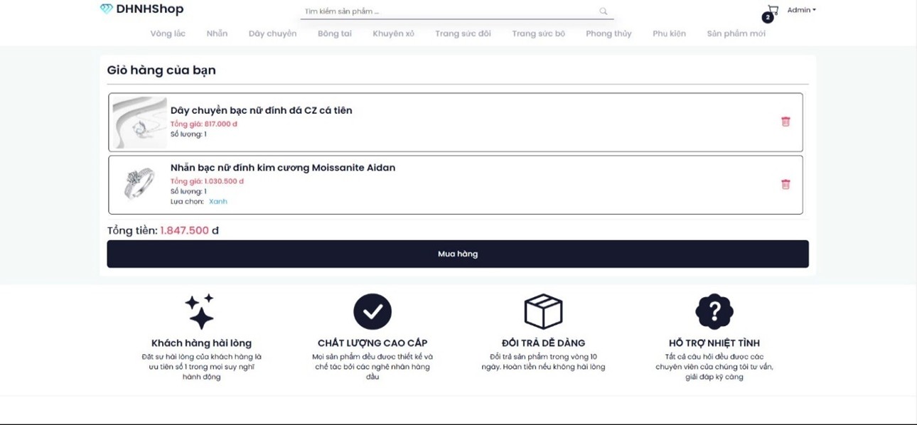 Full source code website trang sức php + mysql + báo cáo