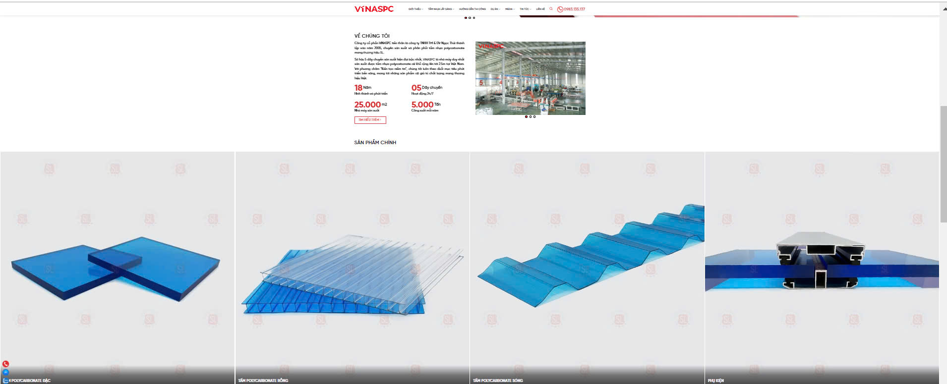 Fullcode Website mua bán Tấm nhựa Polycarbonate giống như VINASPC