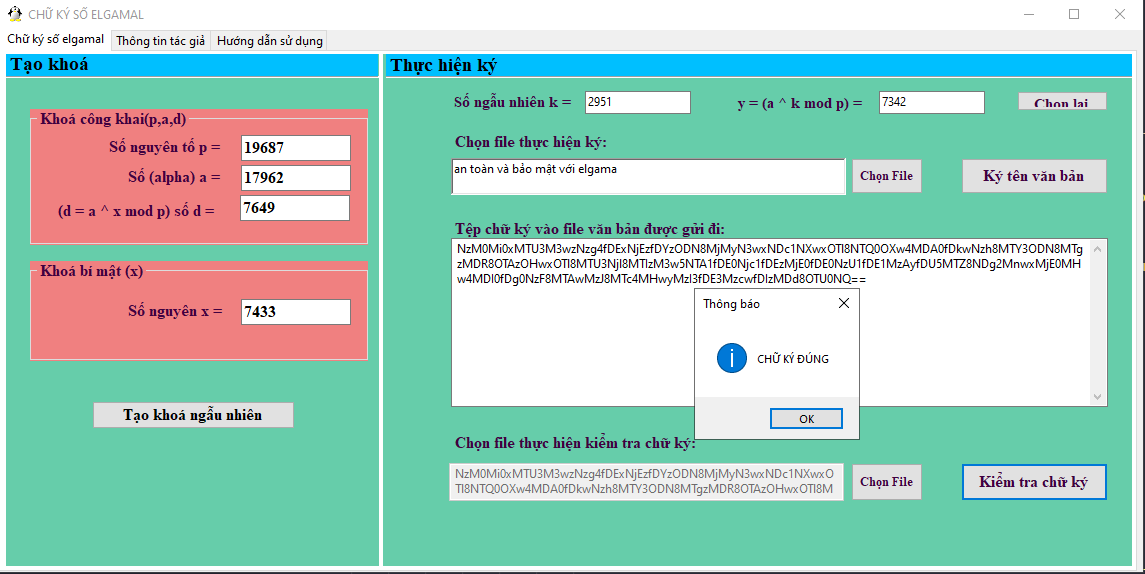 Source code chữ ký điện tử ElGamal bằng c# wpf + Báo cáo có hướng dẫn chạy chi tiết