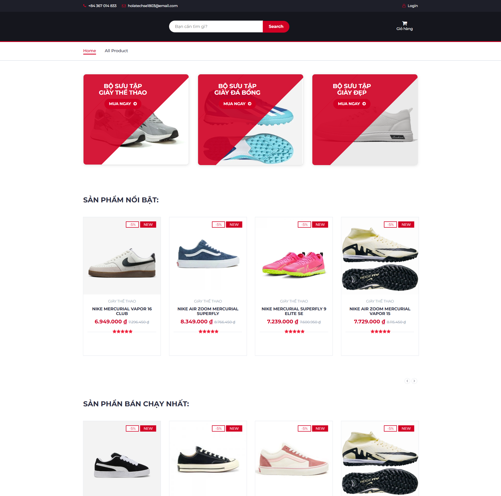 Source code Website bán giày ,Java, JSPServlet, MVC, MSSQL + Full báo cáo